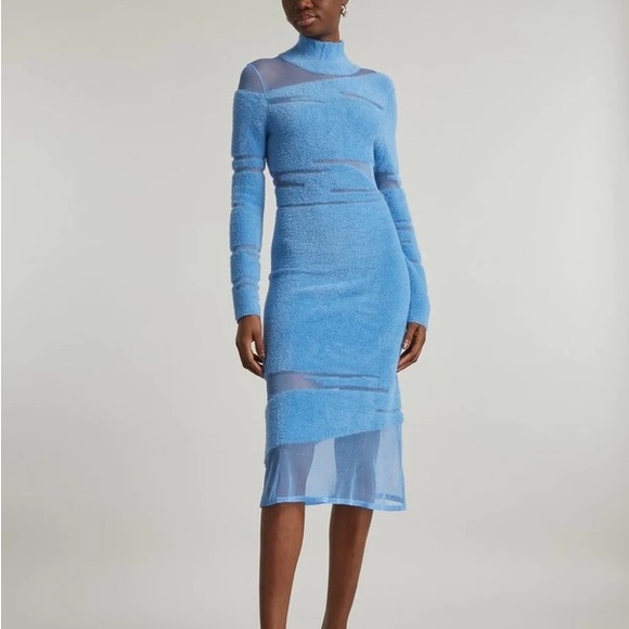 House of Sunny Sliding Doors Dress Fluffy Mesh in Blue - Picture 8 of 11